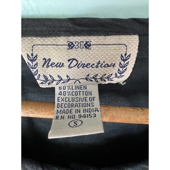 New Direction Jacket Womens S Black Embroidered Beaded Art to Wear Artsy Casual - Picture 3 of 7